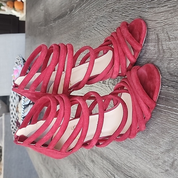 Christian Louboutin Mariniere Red Suede Gladiator Sandals Caged Strappy Heels - Picture 6 of 14